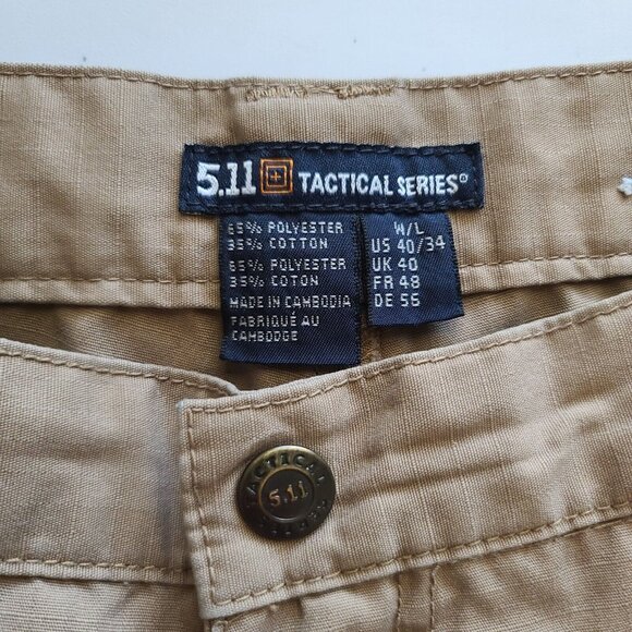 5.11 Tactical Khaki Cargo Pants Men's Size 40x34 Straight Leg Beige Hunting - Picture 5 of 6